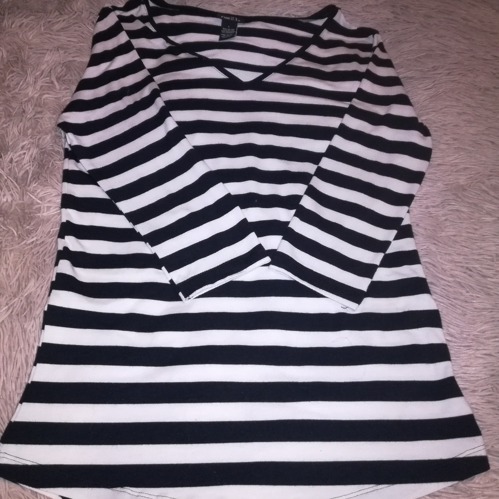 Rue21 B&W Striped Tee